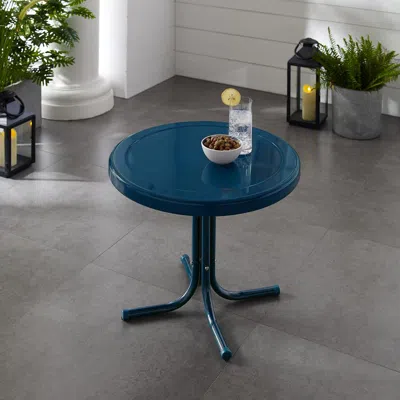Crosley Furniture Griffith Outdoor Metal Side Table Navy Gloss