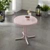Crosley Furniture Griffith Outdoor Metal Side Table Pastel Pink Gloss
