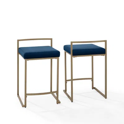Crosley Furniture Harlowe 2-piece Counter Height Bar Stool Set- 2 Stools In Blue