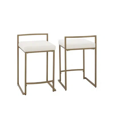 Crosley Furniture Harlowe 2pc Counter Stool Set Creme/ Gold - 2 Stools In Animal Print