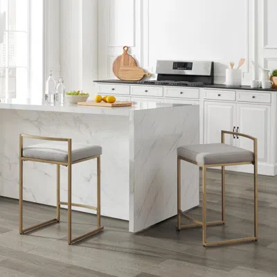 Crosley Furniture Harlowe 2pc Counter Stool Set Gray/ Gold - 2 Stools