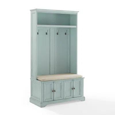 Crosley Furniture Holbrook Hall Tree Distressed Seafoamblue/oatmeal In Green