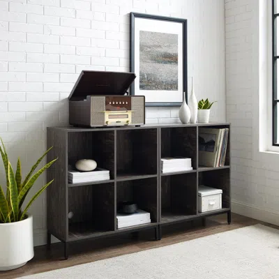 Crosley Furniture Jacobsen 2pc Record Storage Cube Bookcase Set Brown Ash/matte Black - 2 Bookcases