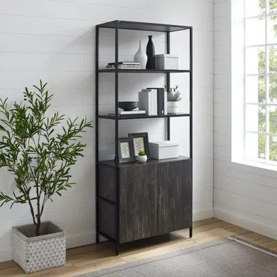 Crosley Furniture Jacobsen Large Etagere Brown Ash/matte Black