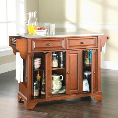 Crosley Furniture Lafayette Full Size Kitchen Island With Solid Gray Granite Top In Brown