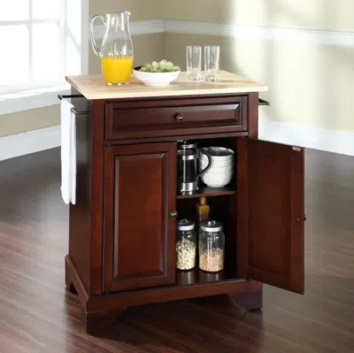 Crosley Furniture Lafayette Mahogany/natural Wood Top Portable Kitchen Island/cart In Brown