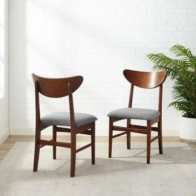 Crosley Furniture Landon 2pc Wood Dining Chairs W/upholstered Seat Mahogany - 2 Wood Back Chairs In Brown