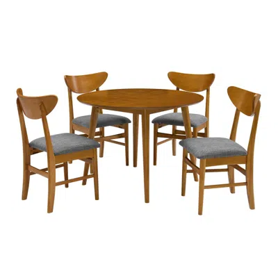 Crosley Furniture Landon 5pc Round Dining Set Acorn - Table & 4 Wood Back Chairs In Brown
