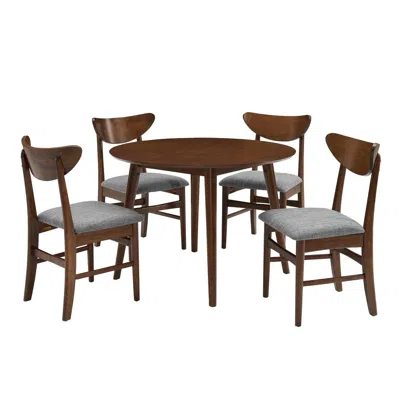 Crosley Furniture Landon 5pc Round Dining Set Mahogany - Table & 4 Wood Back Chairs In Brown