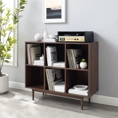Crosley Furniture Liam 6 Cube Bookcase Walnut In Brown