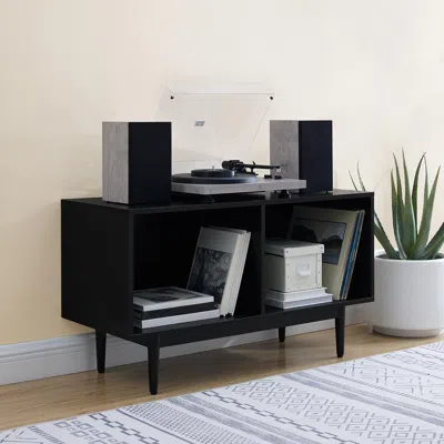 Crosley Furniture Liam Medium Record Storage Console Cabinet Black