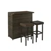 Crosley Furniture Palm Harbor 3pc Outdoor Wicker Bar Set Brown - Bar & Stools