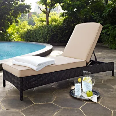 Crosley Furniture Palm Harbor Outdoor Wicker Chaise Lounge Sand/brown