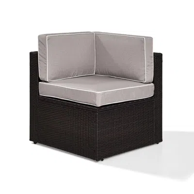 Crosley Furniture Palm Harbor Outdoor Wicker Corner Chair Gray/brown In Black