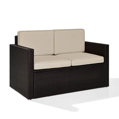 Crosley Furniture Palm Harbor Outdoor Wicker Loveseat Sand/brown In Black
