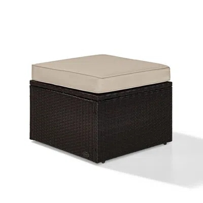 Crosley Furniture Palm Harbor Outdoor Wicker Ottoman Sand/brown