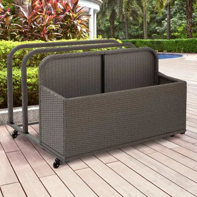 Crosley Furniture Palm Harbor Outdoor Wicker Pool Storage Caddy Weathered Gray