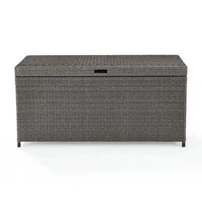 Crosley Furniture Palm Harbor Outdoor Wicker Storage Bin Weathered Gray In Brown