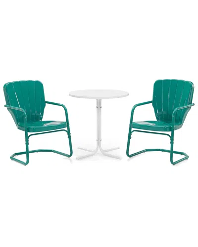 Crosley Furniture Ridgeland 3pc Outdoor Bistro Set In Turquoise