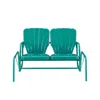 Crosley Furniture Ridgeland Outdoor Metal Loveseat Glider Turquoise Gloss