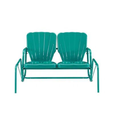 Crosley Furniture Ridgeland Outdoor Metal Loveseat Glider Turquoise Gloss In Green