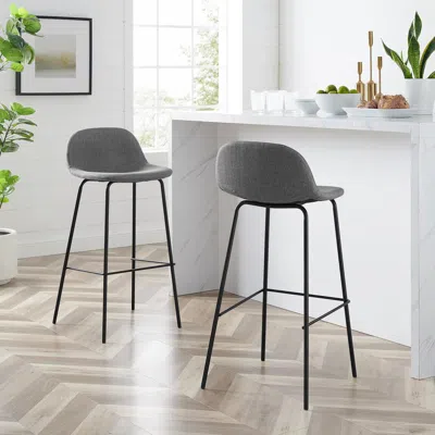 Crosley Furniture Riley 2pc Bar Stool Set Gray/ Matte Black - 2 Stools