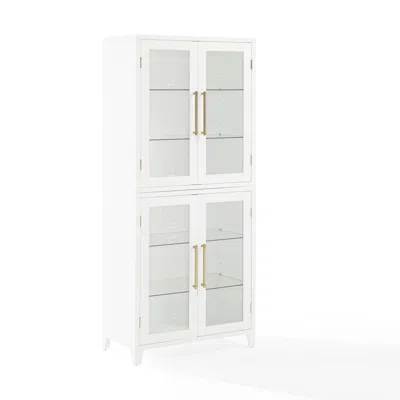 Crosley Furniture Roarke Glass Door Kitchen Pantry Storage Cabinet In White