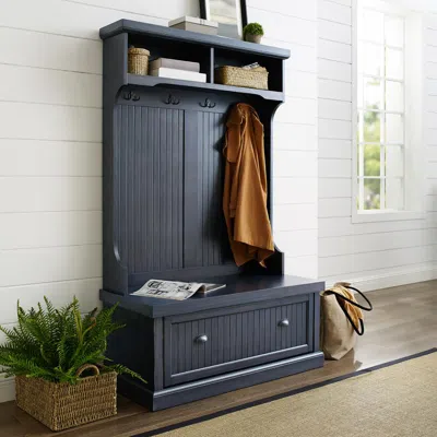 Crosley Furniture Seaside Hall Tree Distressed Navy