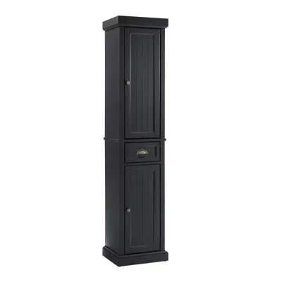 Crosley Furniture Seaside Tall Linen Storage Cabinet In Black