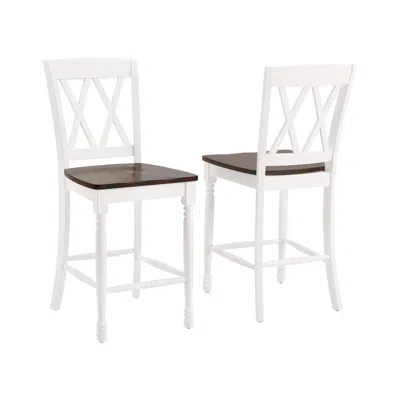 Crosley Furniture Shelby 2pc Counter Stool Set Distressed White - 2 Stools