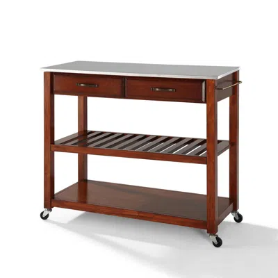 Crosley Furniture Stainless Steel Top Kitchen Prep Cart Cherry/stainless Steel