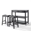 Crosley Furniture Stainless Steel Top Kitchen Prep Cart W/uph Saddle Stools Black/stainless Steel - Kitchen Island & 2
