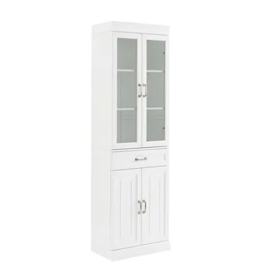 Crosley Furniture Stanton Glass Door Kitchen Storage Pantry Cabinet In White