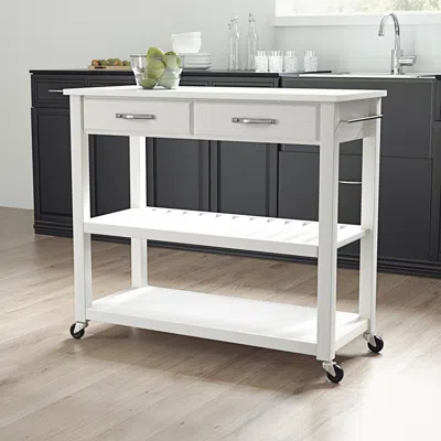 Crosley Furniture Stone Top Kitchen Prep Cart White/white