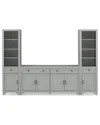 Crosley Furniture Tara 3pc Sideboard And Bookcase Set In Gray
