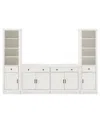 Crosley Furniture Tara 3pc Sideboard And Bookcase Set In White