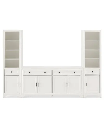 Crosley Furniture Tara 3pc Sideboard And Bookcase Set In White