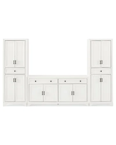 Crosley Furniture Tara 3pc Sideboard And Pantry Set In White