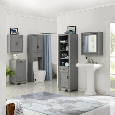 Crosley Furniture Tara Mirrored Wall Cabinet Gray