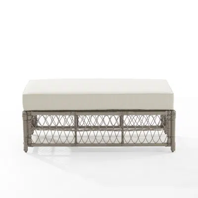 Crosley Furniture Thatcher Wicker Outdoor Coffee Table Ottoman In White