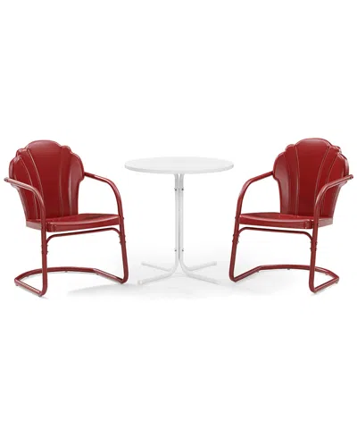 Crosley Furniture Tulip 3pc Outdoor Bistro Set In Red
