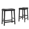 Crosley Furniture Upholstered Saddle Seat 2pc Counter Stool Set Black/black - 2 Stools