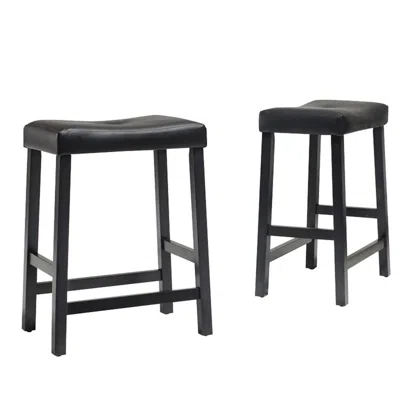Crosley Furniture Upholstered Saddle Seat 2pc Counter Stool Set Black/black - 2 Stools