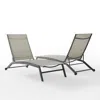 Crosley Furniture Weaver 2pc Outdoor Sling Chaise Lounge Set Light Gray/matte Black - 2 Lounge Chairs