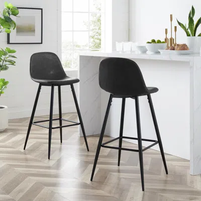 Crosley Furniture Weston 2pc Bar Stool Set Distressed Black/matte Black - 2 Stools