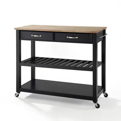Crosley Furniture Wood Top Kitchen Prep Cart Black/natural