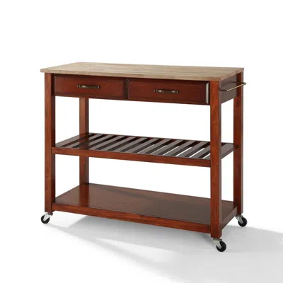 Crosley Furniture Wood Top Kitchen Prep Cart Cherry/natural