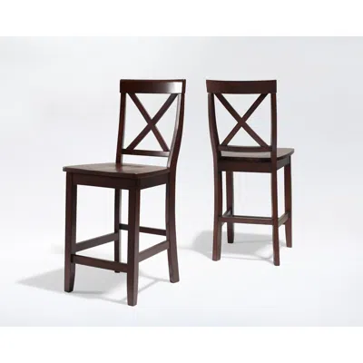 Crosley Furniture X-back 2pc Counter Stool Set Mahogany - 2 Stools In Black