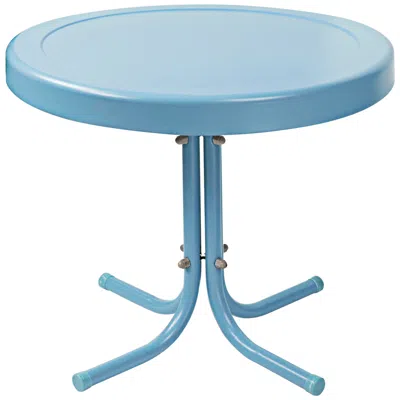 Crosley Griffith Caribbean Blue Powdercoat Round Outdoor Side Table