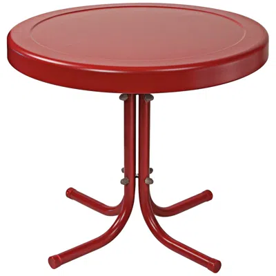 Crosley Griffith Coral Red Powdercoat Round Outdoor Side Table